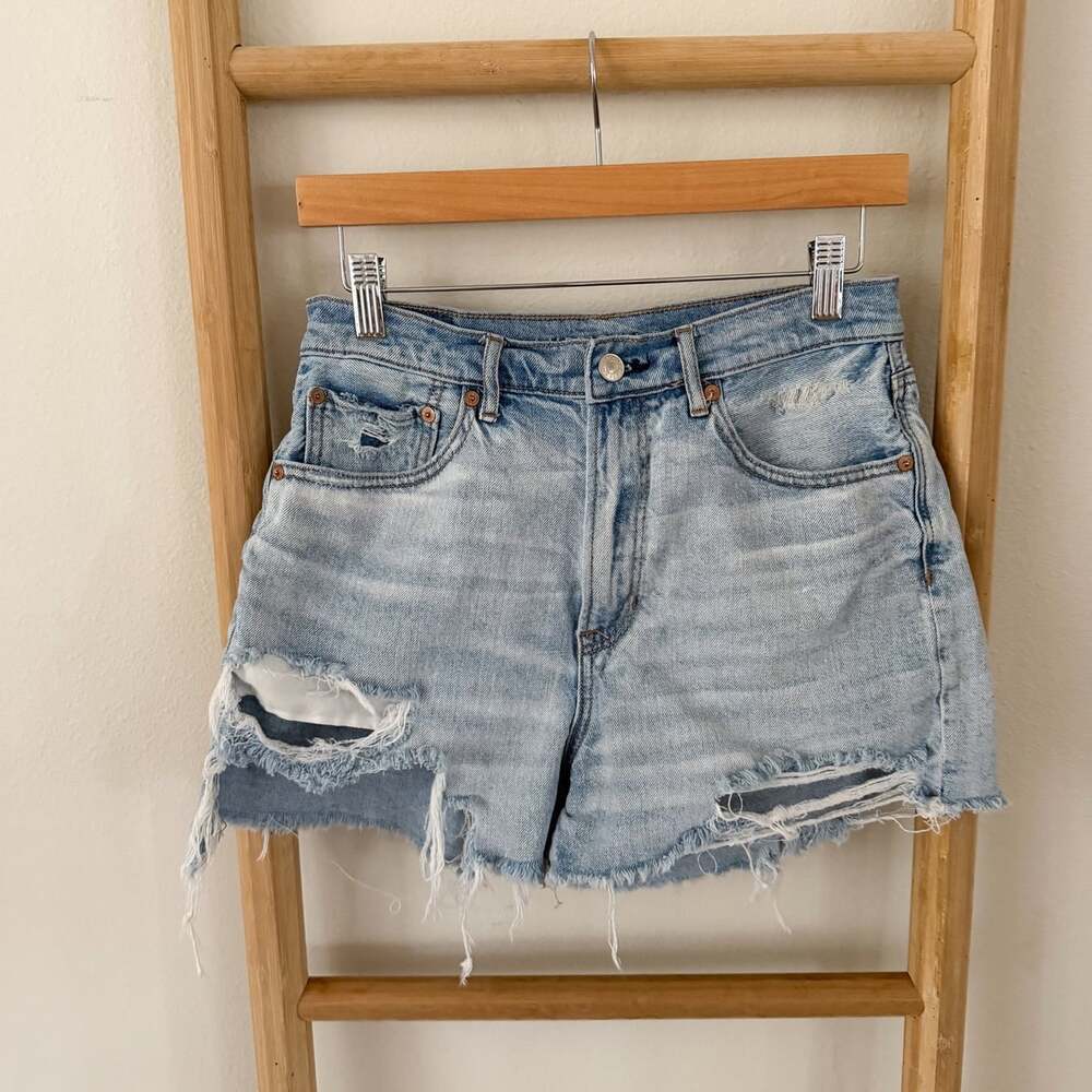 American Eagle Outfitters Womens Size 6 Distressed Denim Shorts High Rise Cutoff